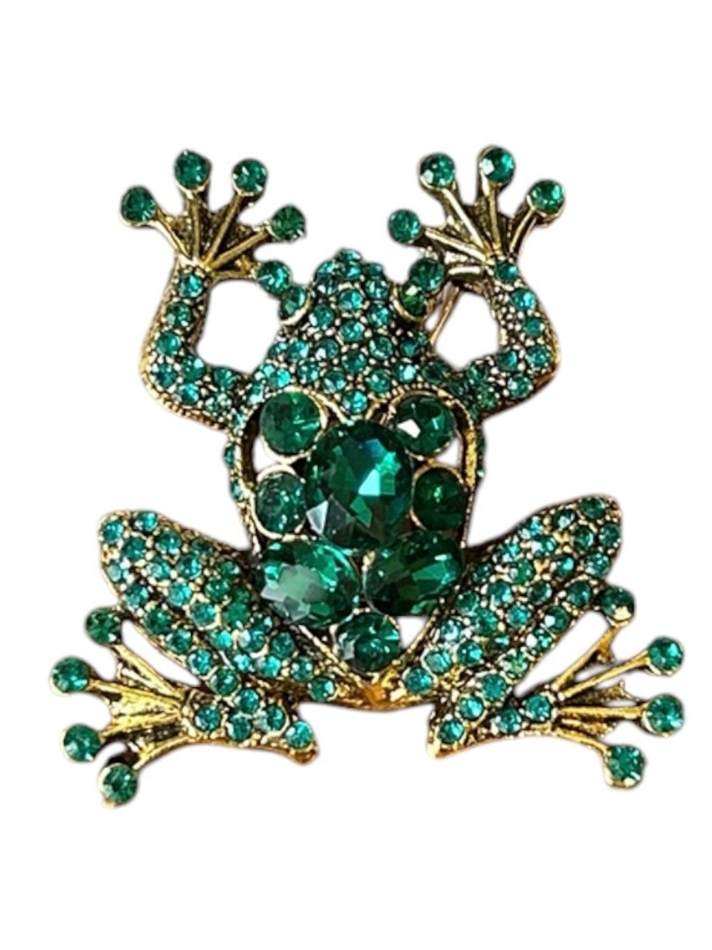 Charming Rhinestone Frog Brooch